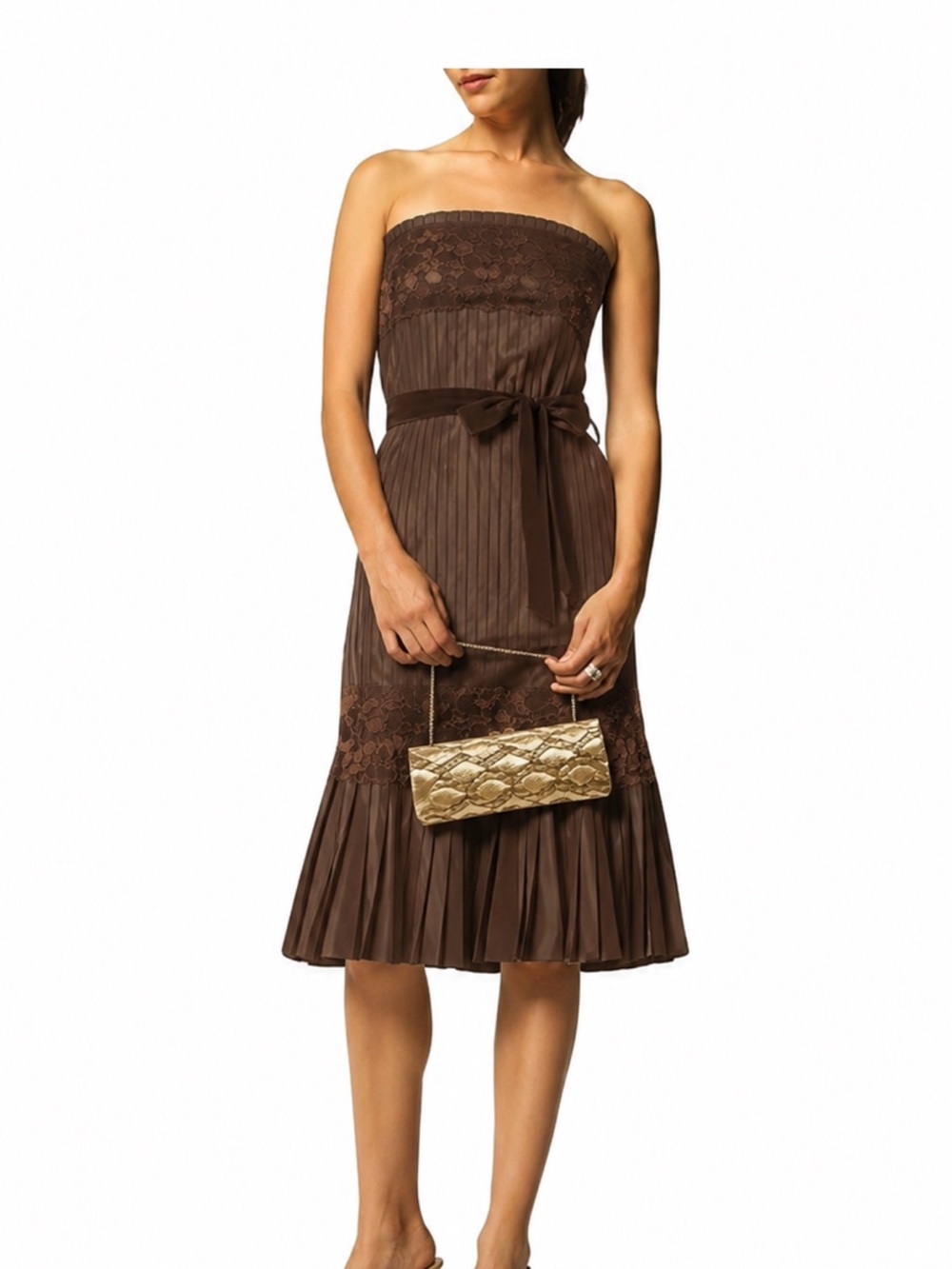 Vintage Banana Republic Silk Taffeta Strapless Dress Espresso Brown